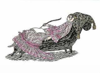 Woman Writing a Letter on a Chaise Longue by Edward Gorey   Large
