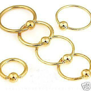 Pair 18g 5/16 14K Gold Plated on surgical steel captive rings