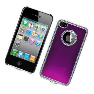 For Apple iPhone 4/CDMA/4S Luxury Diamond Edge Metal Case Hot Pink