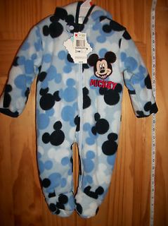 NEW Mickey Mouse Pram 0 3M Disney Baby Hoodie Sleeper BLUE Hooded