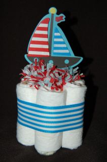 Mini Diaper Cake NAUTICAL Nights/Sail Away Baby Shower Gift/Nursery