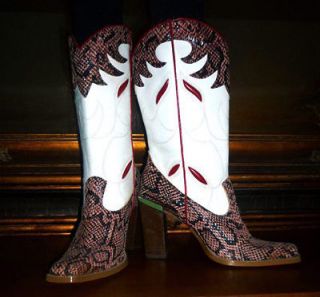 Vintage DINGO Snakeskin Red/Black/Whit e Leather Boots, 7M