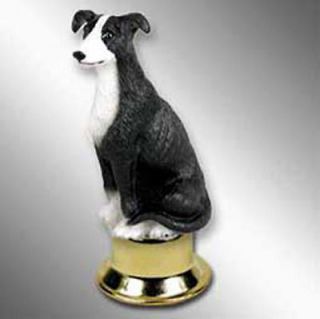 Greyhound Dog Figurine Lamp Light Finial Hand Painted Black White