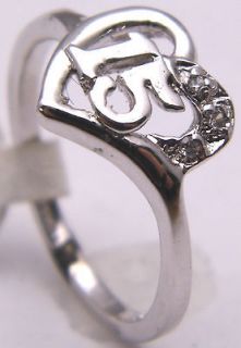 Sz7 Ring 15 ANOS QUINCEANERA Heart & Diamond 925 Sterling Silver