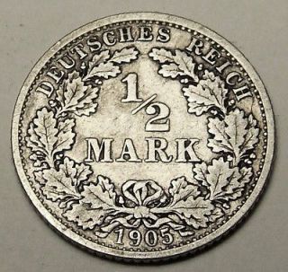 Newly listed 1/2 Mark 1905 F Deutsches Reich Germany Silver Silber