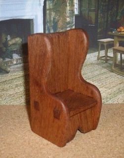dolls dolls house sapele mahogany WING CHAIR rustic TUDOR country