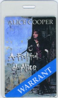 ALICE COOPER & WARRANT 1997 Laminated Backstage Pass