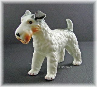 Fox Wired Terrier Dog Figurine White, Black and Tan