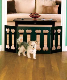 Bone Design Folding Pet Gate Puppy Dog Training Kitchen Doorway Wooden