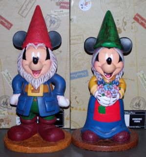 Disney Mickey and Minnie Mouse Garden Gnome Figure Figurine Statue Set