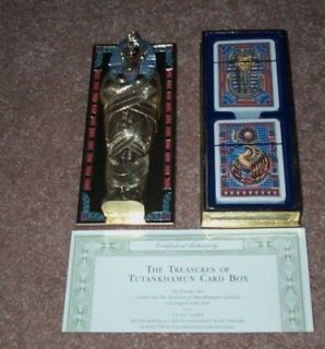 MINT KING TUT CARD DISPLAY CASE & 2 DECKS OF PLAYING CARDS MINT COND