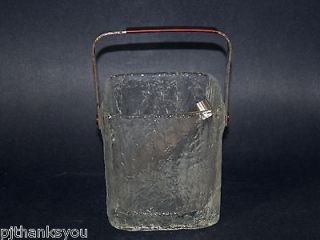 Hoya Crystal Mid Century Modern Ice Glass Block Ice Bucket With