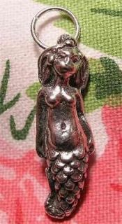 Sterling Silver 3D OCEAN MERMAID CHARM w/ TAIL FLIPPED UP BEHIND HER