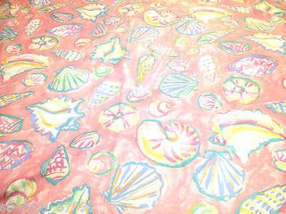 Hand Sewn Heavy Fabric Shower Curtain Peach Pink With Bold Sea Shell