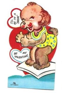 Mechanical Animal Vintage Valentine DOG DIVING INTO POOL, SWIMMING