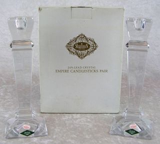 Shannon Crystal by Godinger #155 Empire Candlestick Pair Candle Holder