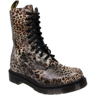 Dr Martens CLASSIC 8 EYE 1490 LEOPARD PRINT LEATHER ANKLE LACE UP
