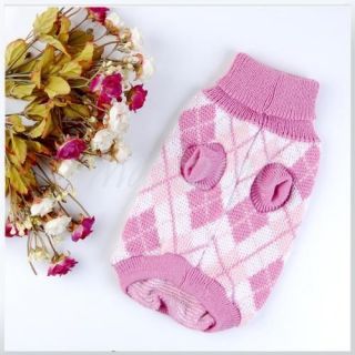 Knit Turtleneck Dog Puppy Sweater Clothing Argyle Patterns Pink Size X