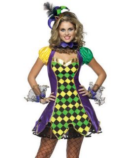 Womens Mardi Gras Jester Costume Dress 4pieces Sz 4 8