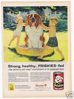 1957 Saint Bernard Rockwell Friskies dog food print ad