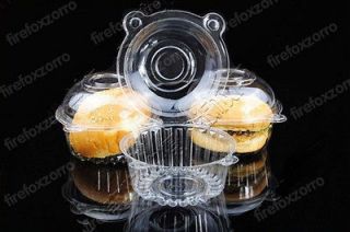 Wedding Favor Clear Cupcake Hamurger Box Cake Pod w Dome Lid Cases
