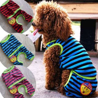 Multicolor Stripe Pet Jumpsuit Pajamas Shirts Dog Clothes Pet Supplies