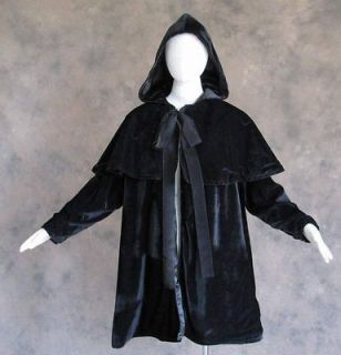 Lined Black Velvet Satin Cloak Coat Jacket Costume 3X Vampire Goth