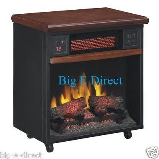 Infrared Fireplace with Casters Portable Rolling Heater Quite Fan