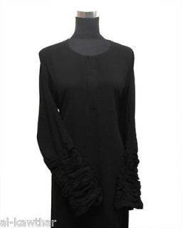 Black Dubai Khaleeji Abaya/Jilbab plain elegant ruffled sleeves sizes