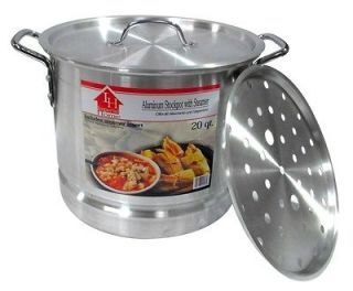 20 Quarts Aluminum Stock Pot Set With Lid and Bottom Steamer Cookware