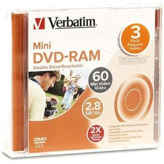 Pak VERBATIM Mini DVD RAM fits HITACHI/PANASO NIC Cams