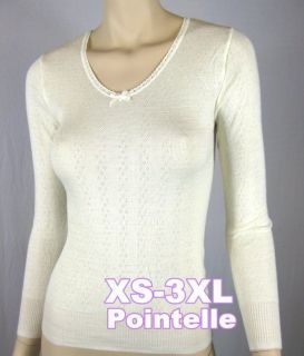 XS   3XL Women Long Sleeve Merino Wool Thermal Underwear pointelle