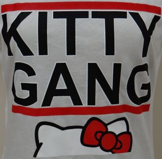 UNISEX LONG SLEEVE SHIRT Kitty Gang RED BOW TUMBLR CAT EARS S XL 2X