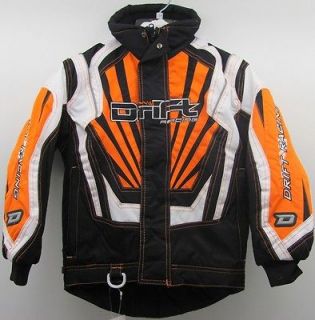 Drift Racing Youth Kids Authority Snowmobile Jacket   Black / White