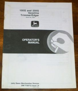 Deere 100G 200G Gasoline Trimmer/Edger SN 25001 Up Operators Manual