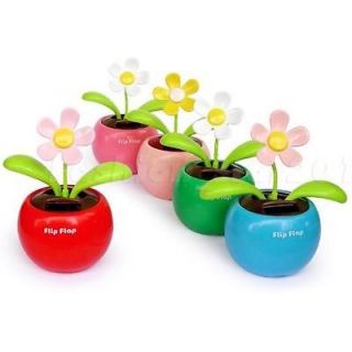 Flap Solar Powered Flower Flowerpot Swing Dancing Toy Gift Pink HK