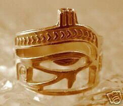 Gold Plated Eye of Horus Ring egypt Scarab beetle Ankh