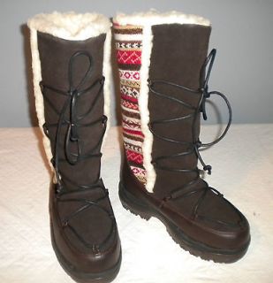 NEW Original Muk Luks SeSu Tall Textile Brwn Suede Snow Boot Sz 7 M