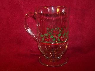 Arbys Collectable Christmas Holly Berry Handled Mug/Glass 4 7/8