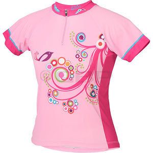 Girls Pink Bird Shirt Youth Cycling Shirt Bike Jersey