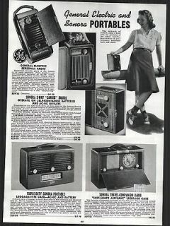 1942 AD 4 PG GE General Electric Sonora Portable radio 3 Way Candid