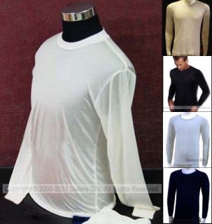 Mens Knitted 100% Silk Long Sleeves Under Shirt #AF222