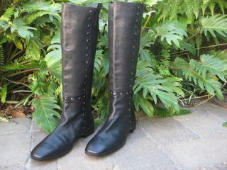 Womens Hogan boots black leather riding boots studs Europe 39 Size 9
