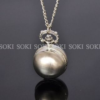 2013 New Ladies Silver Ball Pocket Analog Necklace Quartz Watch with