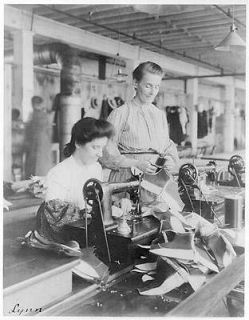 Massachusetts. Lynn. shoe factories,1895 ? woman operating sewing