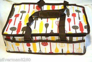Food Warmer Storage Casserole Carrier Tote  with Pockets Kitchen Print