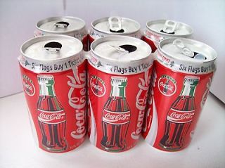 Coca Cola 6 Pack 1993 TALL BOTTLE  SIX FLAGS  NEW JERSEY 12oz Empty