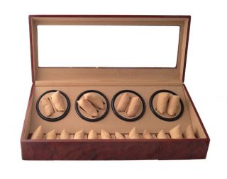 Newly listed BURL WOOD DUAL 8 + 12 AUTOMATIC WATCH WINDER CASE BOX