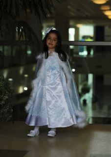 LITTLE FLOWER GIRL WHITE BABY BLUE PINK LILAC DRESSES & CAPE FORMAL