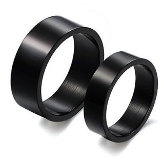 NEW Black Concise Titanium Steel Promise Ring Lovers Couple Wedding